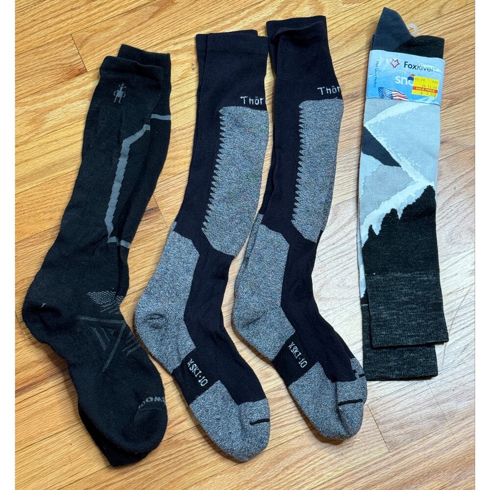Men’s Ski Socks 4 Pairs Size Large | Smartwool, Thorlo, Fox River | NWT + NWOT
